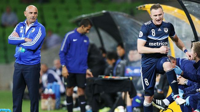 Besart Berisha shows his frustration. (Photo by Michael Dodge/Getty Images)