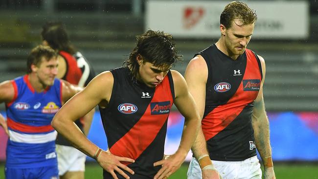 Essendon’s unwanted finals record continues for another year. (Photo by Steve Bell/AFL Photos/via Getty Images)