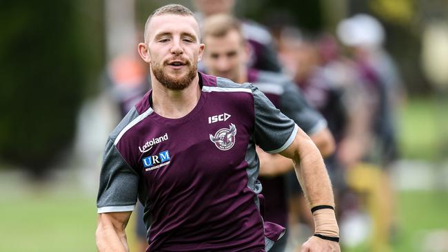 Jackson Hastings training with the Sea Eagles earlier this year.