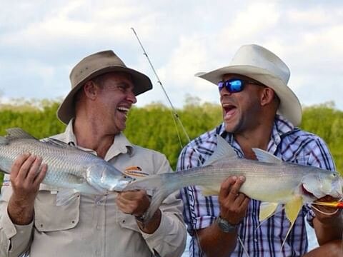 Andrew Symonds was in his element with a rod, a beer and a mate. Picture: Instagram