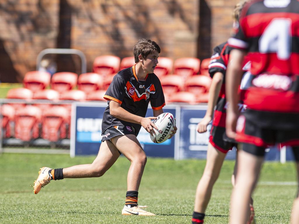 Harrison Parsons on the move for Southern Suburbs against Valleys in U13/14 boys Toowoomba Junior Rugby League grand final at Toowoomba Sports Ground, Saturday, September 7, 2024. Picture: Kevin Farmer