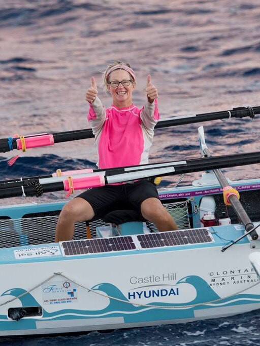 The 46-year old rowed into English Harbour in Antigua. Picture: Robin Skjoldborg