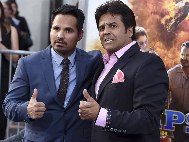 Pena with Erik Estrada at the LA premiere of CHIPS. Picture: Jordan Strauss/Invision/AP