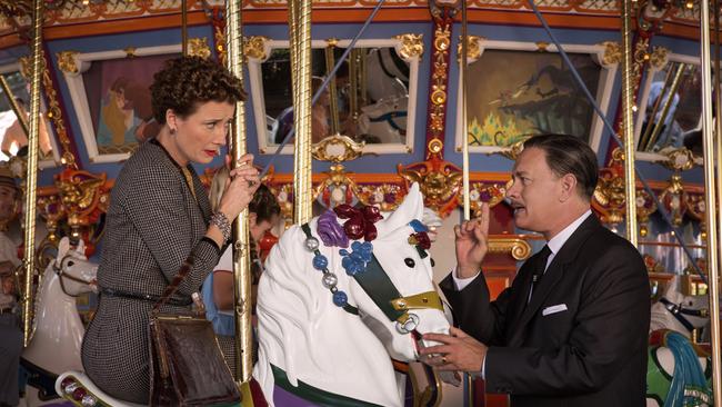 Thompson and Tom Hanks in Disney's Saving Mr. Banks.