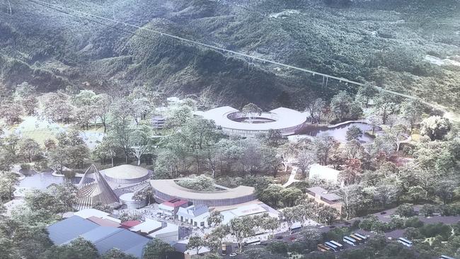 An artist’s impression of the Cleland National Park redevelopment proposal, showing the cable car.