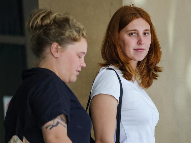 Jasmine Duff (on the right) outside the Melbourne Magistrates’ Court on Tuesday Picture: NewsWire/Ian Currie