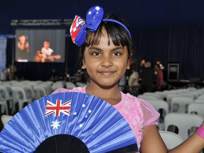 General colour from one of the largest Australia Day Citizenship ceremonies in Australia. pictured is new citizen Rhiana Debnath (7)