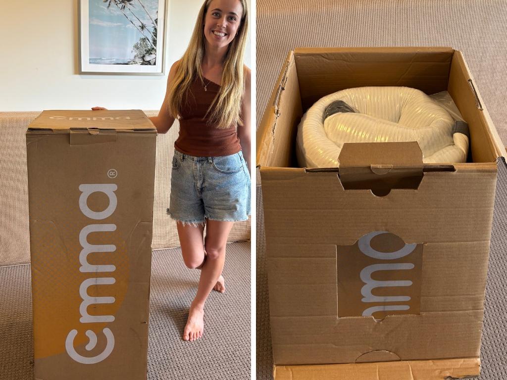 The Emma Luxe Mattress comes all boxed up, easy for one person to unpack. Image: Jessica Smith