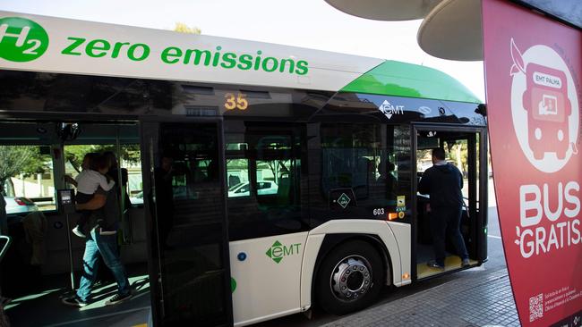 Hydrogen-powered buses are considered the way of the future for public transport. Picture: AFP