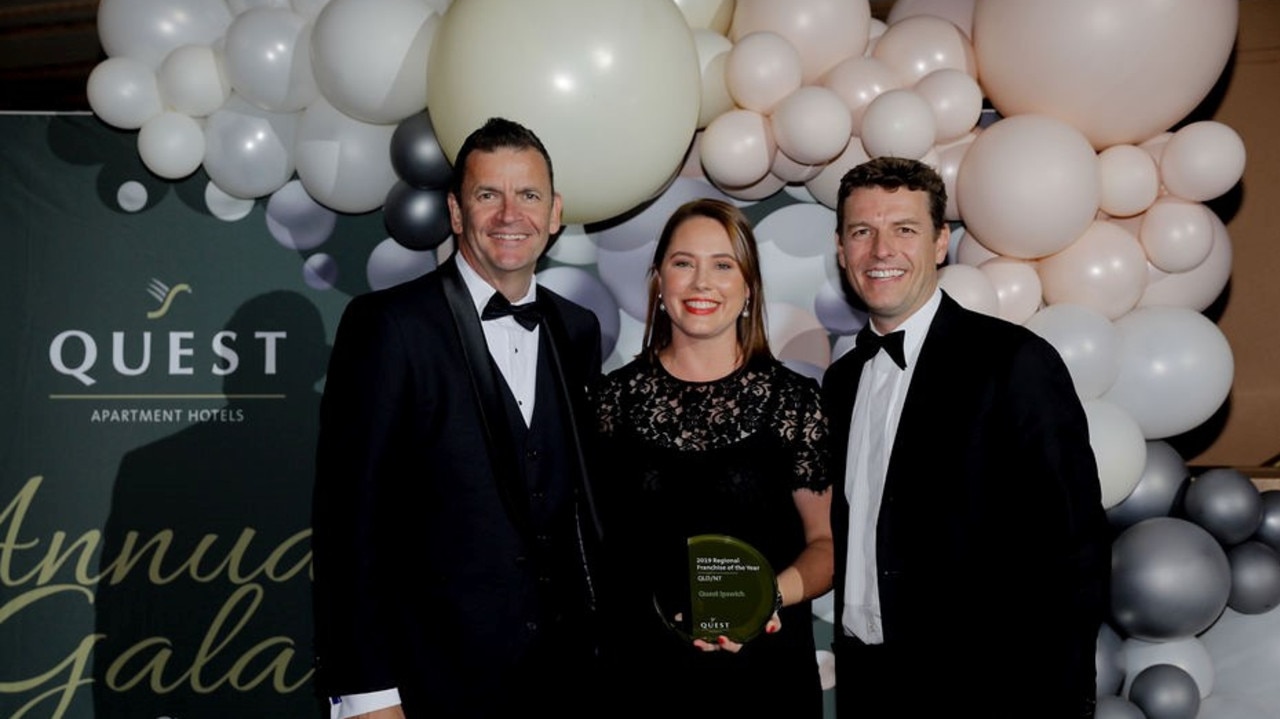 GOOD JOB: Allison and Adam French from Quest Ipswich were awarded Queensland's top franchise business by Quest Apartment Hotels.