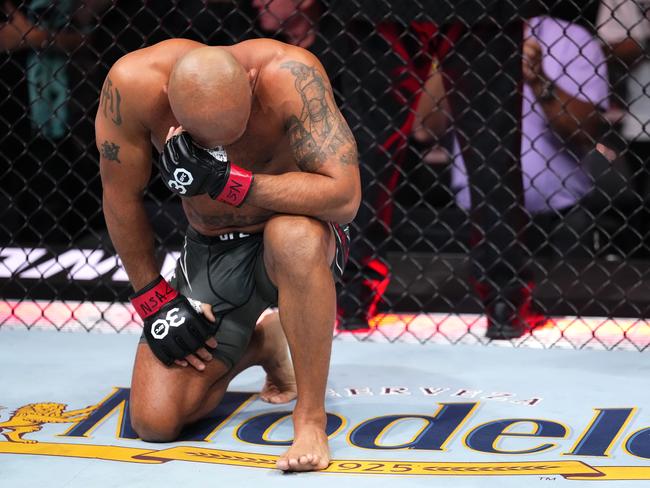 Lawler processes what’s just happened. Picture: Jeff Bottari/Zuffa LLC/Getty Images