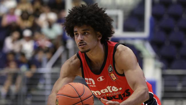 Tai Webster, brother of Corey, passes the ball during the Wildcats big win. Picture: Getty Images for NBL