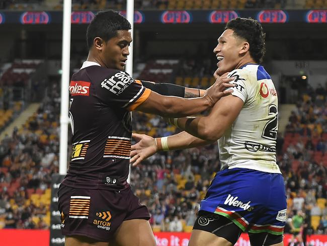 Milford pushes Dallin Watane Zelezniak. Picture: Albert Perez/Getty