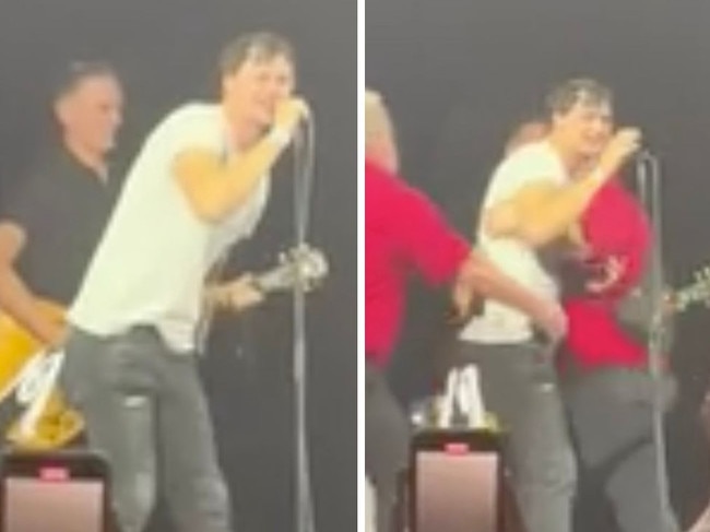 An unruly fan stormed the stage at Bryan Adams' recent concert.