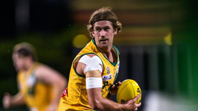 Connor West playing for St Mary's in the 2024-25 NTFL season. Picture: Patch Clapp / AFLNT Media