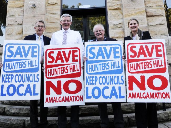 Hunters Hill councillors celebrate keeping the small municipality keeping its own identity after the government abandoned merger plans about 18 months ago.