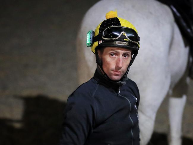 Nash Rawiller at his first trackwork session at Royal Randwick last week.
