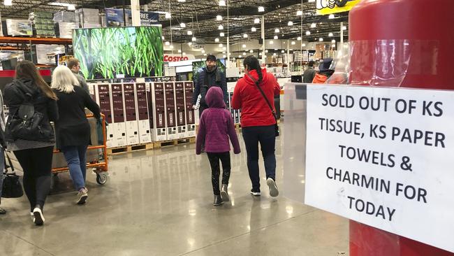 Costco is completely sold out of toilet paper in Australia. Picture: AP