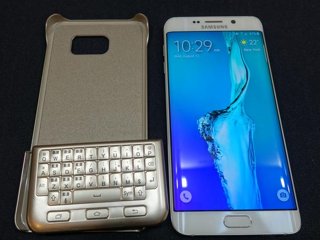 Shiny happy phones ... Samsung's Galaxy S6 Edge+, alongside one of the new cases designed for the phone.