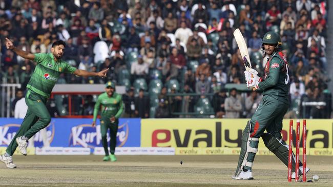 Haris Rauf took a wicket in his first game for Pakistan Picture: AP Photo