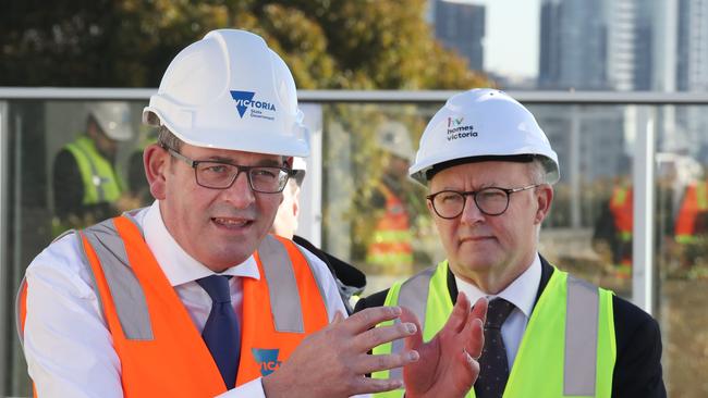 Premier Daniel Andrews was forced to comment on the Lalor South scandal in front of Prime Minister Anthony Albanese on Tuesday.