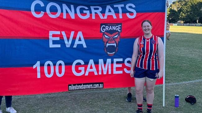 Eva Sceney played her 100th match for Wilston Grange.