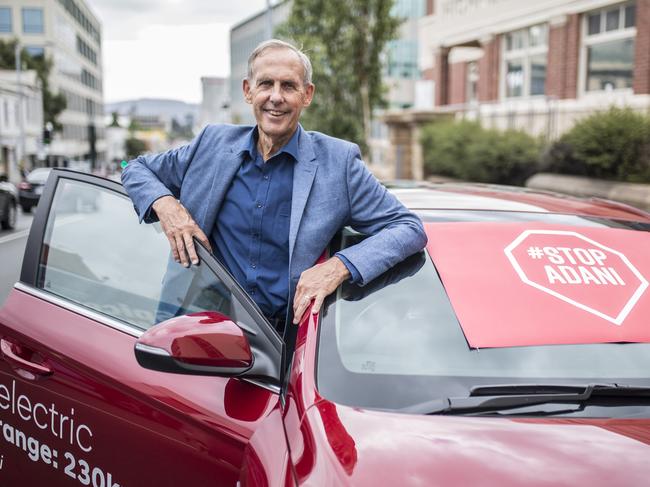 Bob Brown in Hobart who has announced the planned Stop Adani Convoy, which will include the use of electric vehicles. Picture: EDDIE SAFARIK.