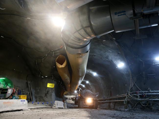 Construction of the new Metro station at Pitt Street in the city. Picture: Richard Dobson