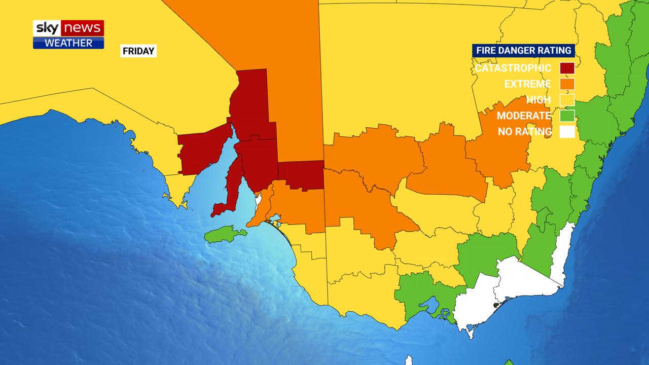 Large parts of SA are experiencing catastrophic fire danger. Picture: Sky