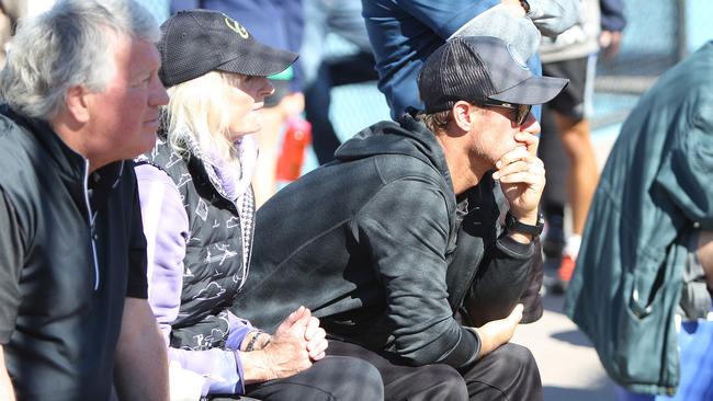 Lleyton Hewitt watches on at Carrara. Picture: Mike Batterham