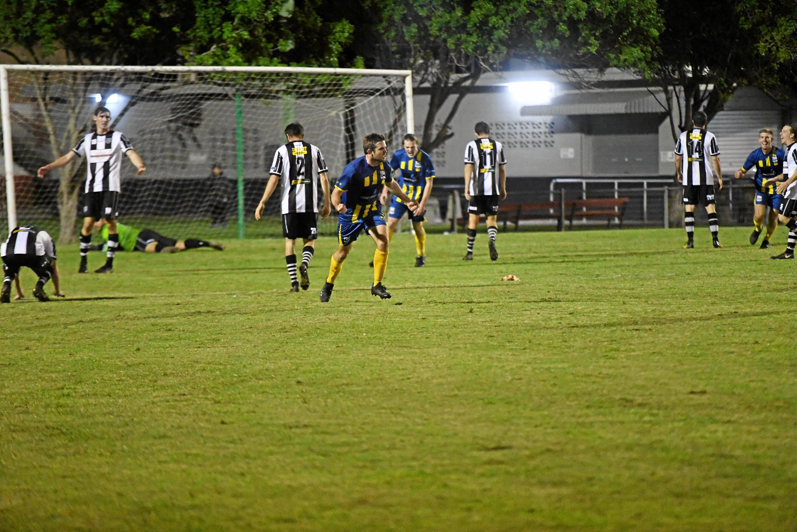 The Waves' Matt Twyford celebrates. Picture: Shane Jones