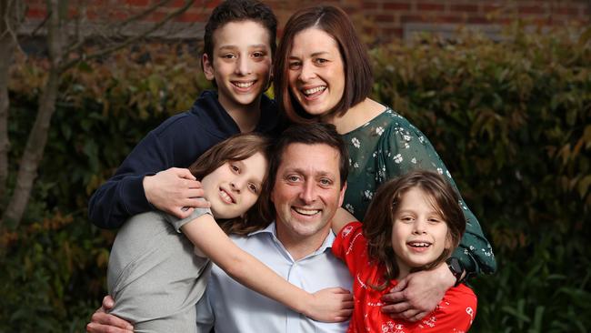 Matthew Guy’s wife Renae and their three children. Picture: David Caird