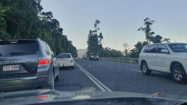 Traffic backed up on Bruce Highway after a two vehicle crash in Deeral. Picture: Supplied