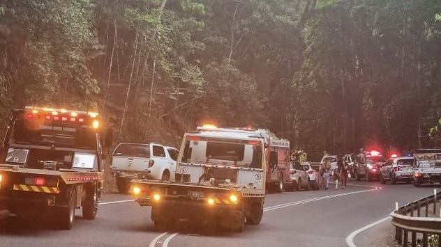 The scene of an 11 vehicle pile-up on the Kuranda Range Road on Monday, July 8. Picture: Supplied