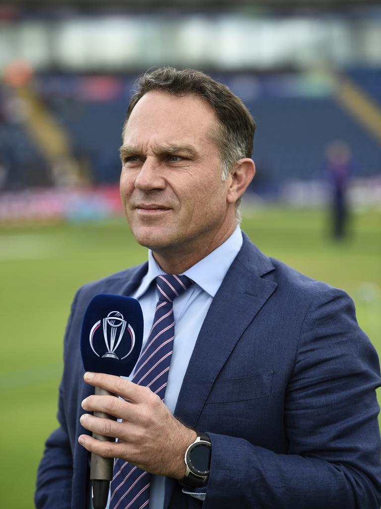 Former Test cricketer and commentator Michael Slater has been charged with domestic violence-related offences. Picture: Stu Forster/ICC via Getty Images