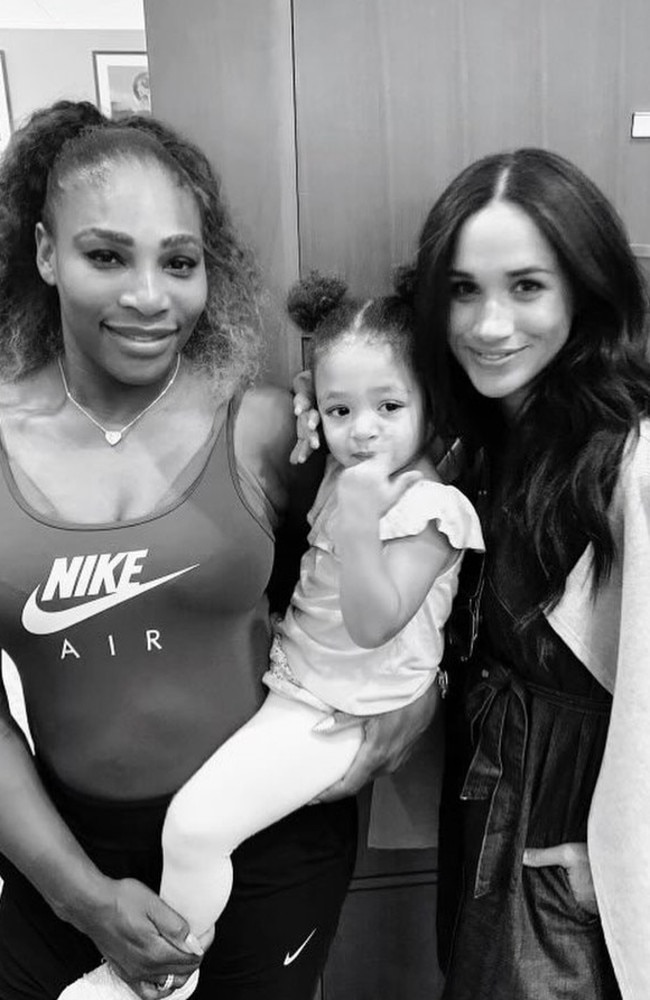 Serena Williams shared this photo of herself and daughter Alexis with Meghan Markle after the podcast launch episode. She captioned the image: "I loved talking about so many important topics with my dear friend Meghan as her first guest on #archetypes for @spotify! It’s out now and worth the listen, especially if you’re ambitious”. Picture: instagram