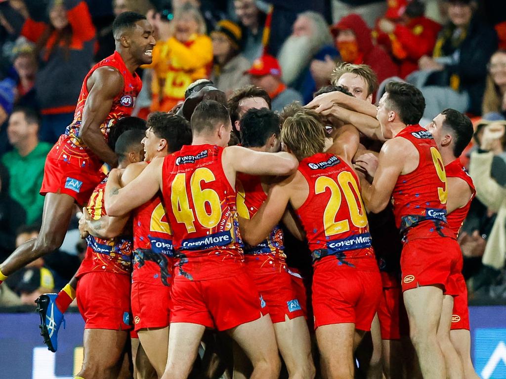 Arguably the most famous kick in Gold Coast history came off Anderson’s boot. (Photo by Russell Freeman/AFL Photos via Getty Images)