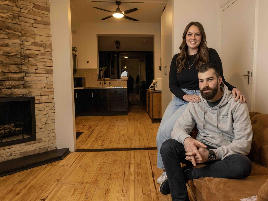 7th September, 2023: First homebuyer havens. Alex and Amber have recently bought their first home in Kilburn, Adelaide. Picture Kelly Barnes