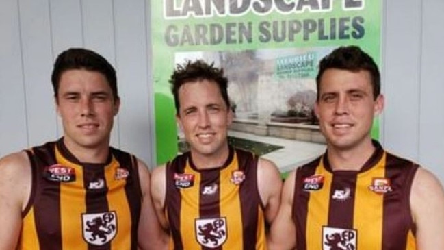 Matt Crettenden (right) with brothers Stephen and Michael. Picture: United Yeelanna Football Club