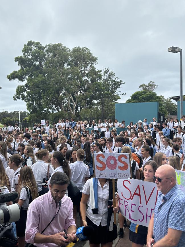 Freshwater High student protests on Friday. Picture: Supplied