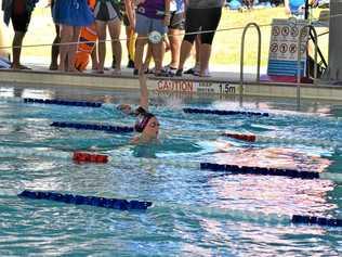 JUNIOR MEDLEY: Students pushed themselves hard in friendly competition at the Roma State College swimming carnival. Picture: Jorja McDonnell