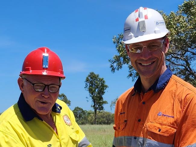 Malcolm Smyth and Tim Jackson at the Queensland Mines Rescue Service Moranbah training centre site. Photo: Contributed