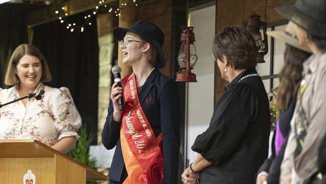 2024 RASQ Showgirl Abby Brown accepts the title of 2024 Darling Downs Runner-up Showgirl at the awards at the Toowoomba Royal Show, Saturday, April 20, 2024. Picture: Kevin Farmer