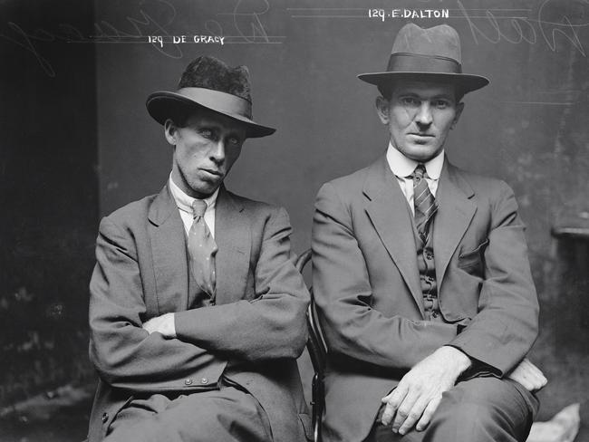 Augustine 'Gus' Gracey (alias Charles August Deane, Charles August De Gracie, Charles Augustine De Gracie) and Edgar 'Eddie' Dalton (alias Adamson Mitchell), circa 1920 Credit line: NSW Police Forensic Archives, Sydney Living Museums From the exhibition: