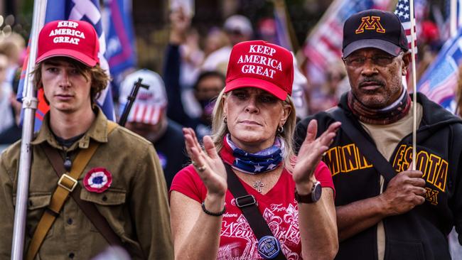 Supporters of US President Donald Trump protest in front of the residence of Governor Tim Walz in St Paul, Minnesota. Picture: AFP