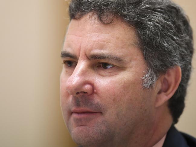 Chief Executive of the Commonwealth Scientific and Industrial Research Organisation (CSIRO) Dr Larry Marshall speaks during a Senate Public Hearing at Parliament House in Canberra, Friday, September 21, 2018. The inquiry is seeking details on why the government granted the six-year funding stream to the Great Barrier Reef Foundation, a small not-for-profit foundation without going to tender. (AAP Image/Lukas Coch) NO ARCHIVING