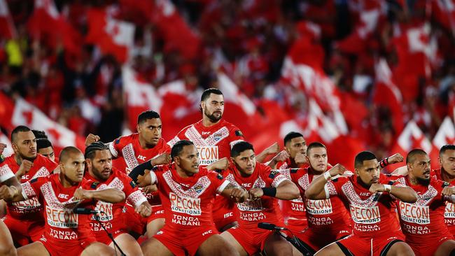 Andrew Fifita leads the Sipi Tau. Picture: Getty