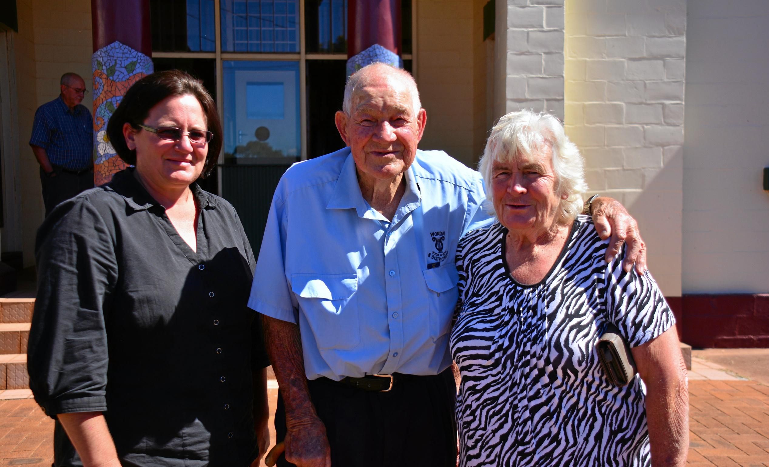 Nikki Hansen, Percy Iszlaub and Jenny Hansen at the Wooroolin ceremony.Photo Keagan Elder / South Burnett Times. Picture: Keagan Elder