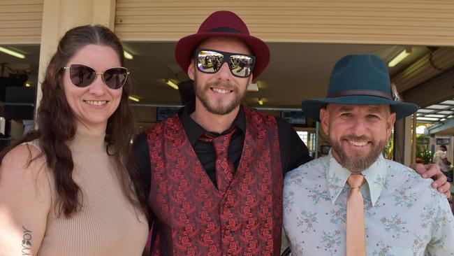 Corey B, Jason Skinnier and Letita Neumann at the 100 Club Cup race day 2023 in Gympie.