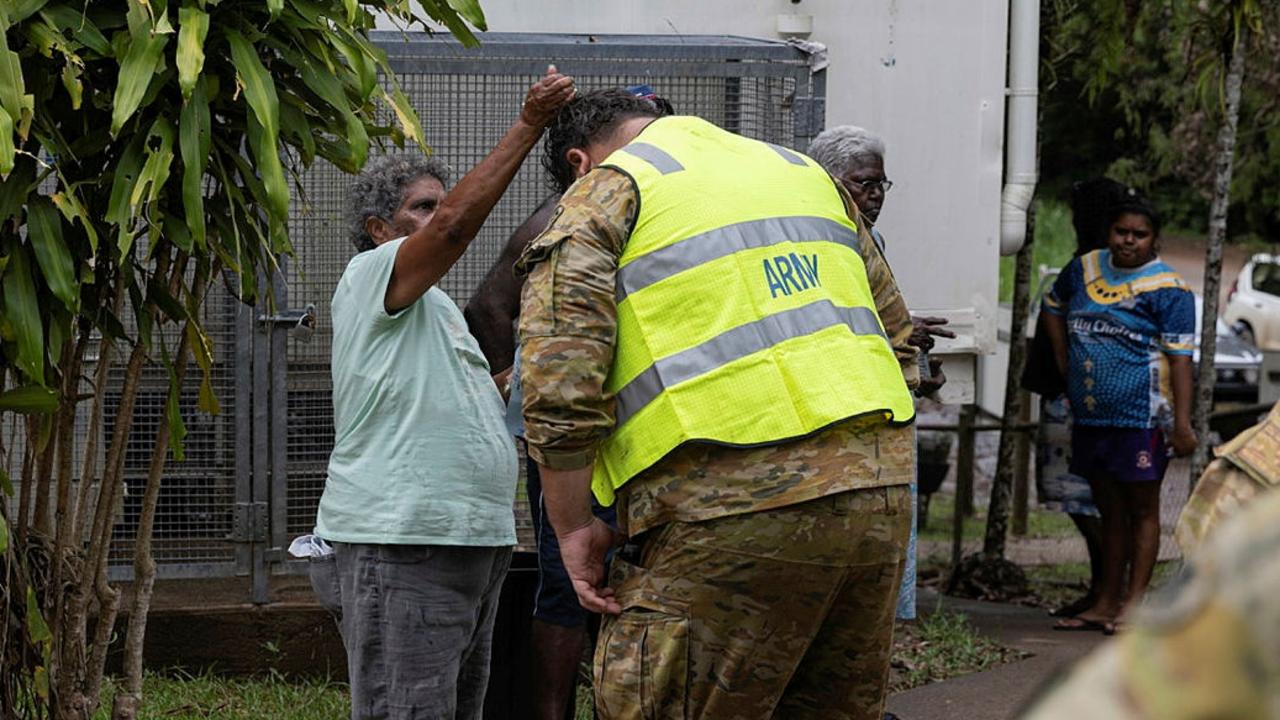 Elders Doreen Ball and Cathleen Walker blessed the ADF team, giving them permission and protection to enter the Wujal Wujal land and calling on their ancestors to watch over them. Picture: Supplied